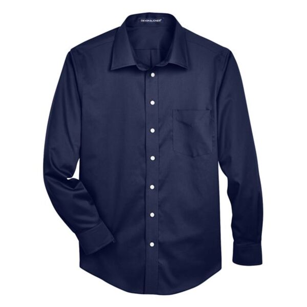 Men's Crown Collection Solid Stretch Twill Woven Dress Shirt Thumbnail